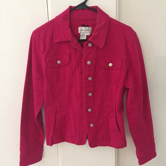 magenta denim jacket